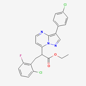 Ethyl 3-(2-chloro-6-fluorophenyl)-2-[3-(4-chlorophenyl)pyrazolo[1,5-a]pyrimidin-7-yl]propanoate