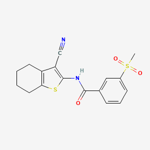 molecular formula C17H16N2O3S2 B2413712 N-(3-cyano-4,5,6,7-tetrahydrobenzo[b]thiophen-2-yl)-3-(methylsulfonyl)benzamide CAS No. 896288-82-7