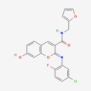 molecular formula C21H14ClFN2O4 B2413716 (2Z)-2-[(5-chloro-2-fluorophenyl)imino]-N-(furan-2-ylmethyl)-7-hydroxy-2H-chromene-3-carboxamide CAS No. 1327171-76-5