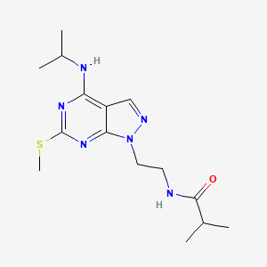 molecular formula C15H24N6OS B2413725 N-(2-(4-(isopropylamino)-6-(methylthio)-1H-pyrazolo[3,4-d]pyrimidin-1-yl)ethyl)isobutyramide CAS No. 946364-04-1