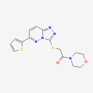 molecular formula C15H15N5O2S2 B2413728 1-Morpholino-2-((6-(thiophen-2-yl)-[1,2,4]triazolo[4,3-b]pyridazin-3-yl)thio)ethanone CAS No. 894050-66-9