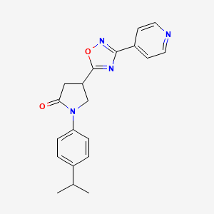 molecular formula C20H20N4O2 B2413734 1-(4-Isopropylphenyl)-4-[3-(4-pyridyl)-1,2,4-oxadiazol-5-yl]-2-pyrrolidinone CAS No. 941892-35-9