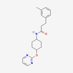 molecular formula C20H25N3O2 B2413737 N-((1r,4r)-4-(pyrimidin-2-yloxy)cyclohexyl)-3-(m-tolyl)propanamide CAS No. 2034278-49-2
