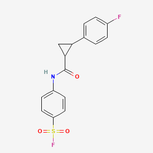 molecular formula C16H13F2NO3S B2413741 4-[[2-(4-Fluorophenyl)cyclopropanecarbonyl]amino]benzenesulfonyl fluoride CAS No. 1607252-69-6