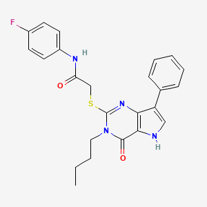 molecular formula C24H23FN4O2S B2413755 2-((3-butyl-4-oxo-7-phenyl-4,5-dihydro-3H-pyrrolo[3,2-d]pyrimidin-2-yl)thio)-N-(4-fluorophenyl)acetamide CAS No. 1260909-13-4