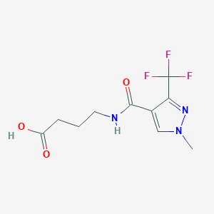 molecular formula C10H12F3N3O3 B2413760 4-({[1-methyl-3-(trifluoromethyl)-1H-pyrazol-4-yl]carbonyl}amino)butanoic acid CAS No. 956323-69-6