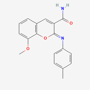 (2Z)-8-methoxy-2-[(4-methylphenyl)imino]-2H-chromene-3-carboxamide