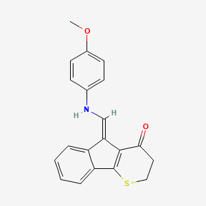 molecular formula C20H17NO2S B2413794 5-[(4-methoxyanilino)methylene]-2,3-dihydroindeno[1,2-b]thiopyran-4(5H)-one CAS No. 338757-87-2