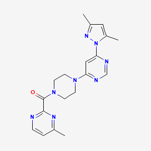 molecular formula C19H22N8O B2413800 (4-(6-(3,5-dimethyl-1H-pyrazol-1-yl)pyrimidin-4-yl)piperazin-1-yl)(4-methylpyrimidin-2-yl)methanone CAS No. 1251683-56-3
