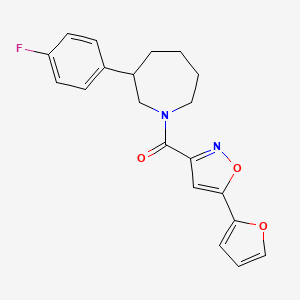 molecular formula C20H19FN2O3 B2413806 （3-(4-氟苯基）氮杂环戊烷-1-基）（5-(呋喃-2-基）异恶唑-3-基）甲酮 CAS No. 1798019-32-5