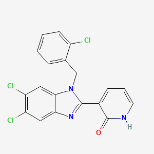 molecular formula C19H12Cl3N3O B2413822 3-[5,6-dichloro-1-(2-chlorobenzyl)-1H-1,3-benzimidazol-2-yl]-2(1H)-pyridinone CAS No. 338774-08-6
