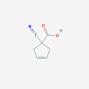 molecular formula C7H7NO2 B2413826 1-Cyanocyclopent-3-ene-1-carboxylic acid CAS No. 1496263-20-7