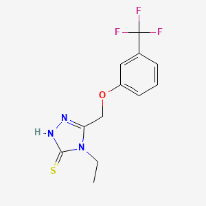 molecular formula C12H12F3N3OS B2413831 4-ethyl-5-{[3-(trifluoromethyl)phenoxy]methyl}-4H-1,2,4-triazole-3-thiol CAS No. 383146-69-8