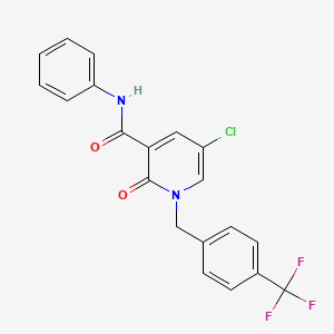 molecular formula C20H14ClF3N2O2 B2413847 5-Chloro-2-oxo-N-phenyl-1-(4-(trifluoromethyl)benzyl)-1,2-dihydro-3-pyridinecarboxamide CAS No. 338977-79-0