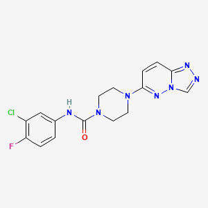 molecular formula C16H15ClFN7O B2413861 4-([1,2,4]triazolo[4,3-b]pyridazin-6-yl)-N-(3-chloro-4-fluorophenyl)piperazine-1-carboxamide CAS No. 1058204-70-8