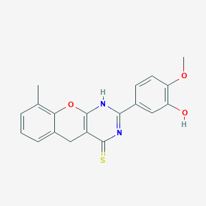 2-(3-Hydroxy-4-methoxyphenyl)-9-methyl-1,5-dihydrochromeno[2,3-d]pyrimidine-4-thione