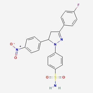 4-(3-(4-fluorophenyl)-5-(4-nitrophenyl)-4,5-dihydro-1H-pyrazol-1-yl)benzenesulfonamide