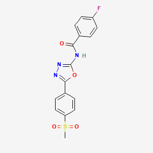 4-fluoro-N-[5-(4-methylsulfonylphenyl)-1,3,4-oxadiazol-2-yl]benzamide