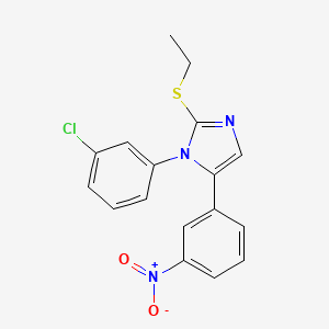 molecular formula C17H14ClN3O2S B2413883 1-(3-chlorophenyl)-2-(ethylthio)-5-(3-nitrophenyl)-1H-imidazole CAS No. 1235302-59-6