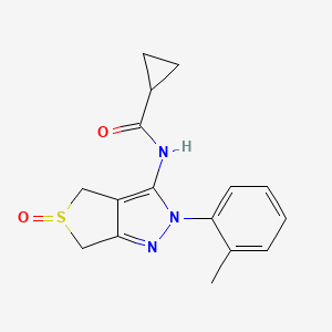 molecular formula C16H17N3O2S B2413886 N-(5-氧化-2-(邻甲苯基)-4,6-二氢-2H-噻吩[3,4-c]吡唑-3-基)环丙烷甲酰胺 CAS No. 958587-24-1
