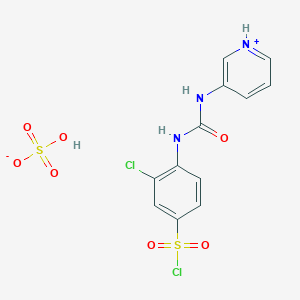 molecular formula C12H11Cl2N3O7S2 B2413892 3-Chloro-4-(3-pyridin-3-yl-ureido)-benzenesulfonyl chloride hydrogen sulfate CAS No. 820245-42-9