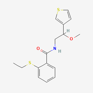 molecular formula C16H19NO2S2 B2413893 2-(ethylthio)-N-(2-methoxy-2-(thiophen-3-yl)ethyl)benzamide CAS No. 1448027-79-9