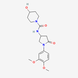 N-(1-(3,4-dimethoxyphenyl)-5-oxopyrrolidin-3-yl)-4-hydroxypiperidine-1-carboxamide
