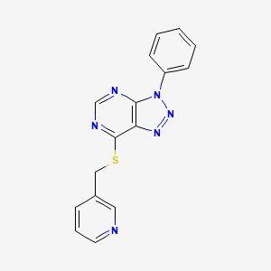 molecular formula C16H12N6S B2413899 3-phenyl-7-((pyridin-3-ylmethyl)thio)-3H-[1,2,3]triazolo[4,5-d]pyrimidine CAS No. 896678-61-8