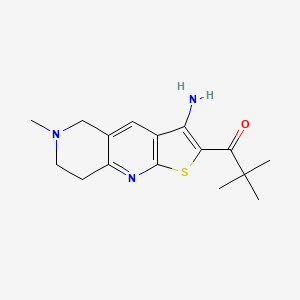 molecular formula C16H21N3OS B2413902 1-(3-Amino-6-methyl-5,6,7,8-tetrahydrothieno[2,3-b][1,6]naphthyridin-2-yl)-2,2-dimethyl-1-propanone CAS No. 329935-01-5