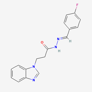 molecular formula C17H15FN4O B2413904 (E)-3-(1H-benzo[d]imidazol-1-yl)-N'-(4-fluorobenzylidene)propanehydrazide CAS No. 518018-59-2