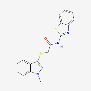 molecular formula C18H15N3OS2 B2413907 N-(苯并[d]噻唑-2-基)-2-((1-甲基-1H-吲哚-3-基)硫代)乙酰胺 CAS No. 497064-26-3