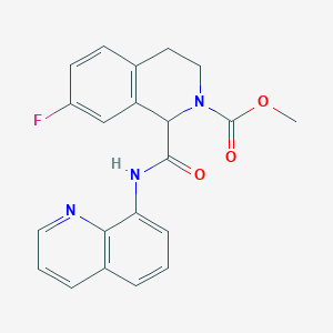 molecular formula C21H18FN3O3 B2413909 7-氟-1-(喹啉-8-基氨基甲酰基)-3,4-二氢异喹啉-2(1H)-羧酸甲酯 CAS No. 1396577-69-7