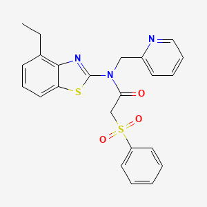 molecular formula C23H21N3O3S2 B2413914 N-(4-乙基苯并[d]噻唑-2-基)-2-(苯磺酰基)-N-(吡啶-2-基甲基)乙酰胺 CAS No. 886940-21-2