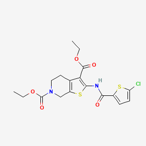 molecular formula C18H19ClN2O5S2 B2413916 diethyl 2-(5-chlorothiophene-2-carboxamido)-4,5-dihydrothieno[2,3-c]pyridine-3,6(7H)-dicarboxylate CAS No. 896680-01-6