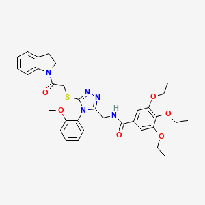 molecular formula C33H37N5O6S B2413919 3,4,5-triethoxy-N-((5-((2-(indolin-1-yl)-2-oxoethyl)thio)-4-(2-methoxyphenyl)-4H-1,2,4-triazol-3-yl)methyl)benzamide CAS No. 309969-30-0
