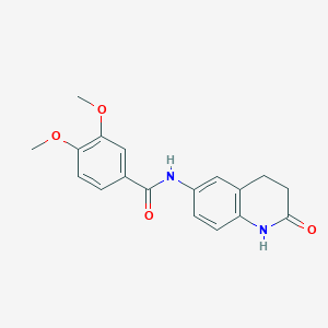 molecular formula C18H18N2O4 B2413920 3,4-dimethoxy-N-(2-oxo-1,2,3,4-tetrahydroquinolin-6-yl)benzamide CAS No. 922000-29-1