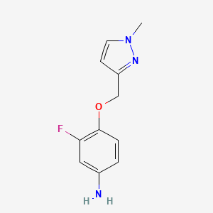 molecular formula C11H12FN3O B2413925 3-Fluoro-4-[(1-methylpyrazol-3-yl)methoxy]phenylamine CAS No. 1260659-03-7