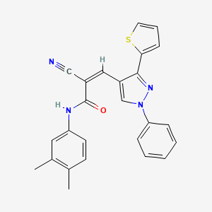 (Z)-2-Cyano-N-(3,4-dimethylphenyl)-3-(1-phenyl-3-thiophen-2-ylpyrazol-4-yl)prop-2-enamide