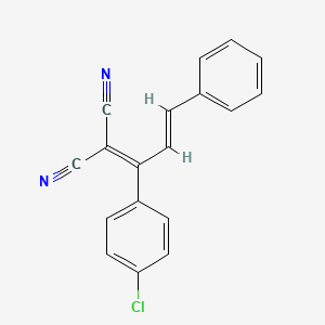 molecular formula C18H11ClN2 B2413929 (E)-2-(1-(4-chlorophenyl)-3-phenylallylidene)malononitrile CAS No. 1449135-82-3