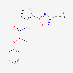 molecular formula C18H17N3O3S B2413951 N-(2-(3-环丙基-1,2,4-恶二唑-5-基)噻吩-3-基)-2-苯氧基丙酰胺 CAS No. 1787915-03-0