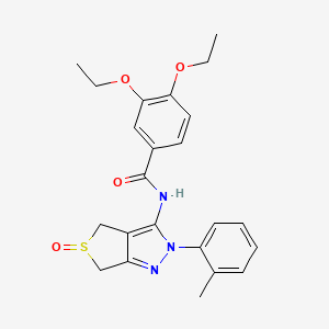 molecular formula C23H25N3O4S B2413952 3,4-二乙氧基-N-(5-氧代-2-(邻甲苯基)-4,6-二氢-2H-噻吩并[3,4-c]吡唑-3-基)苯甲酰胺 CAS No. 958703-43-0
