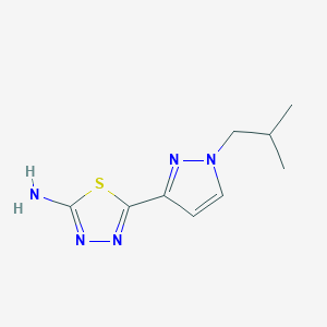 molecular formula C9H13N5S B2413956 5-[1-(2-methylpropyl)-1H-pyrazol-3-yl]-1,3,4-thiadiazol-2-amine CAS No. 1946812-78-7