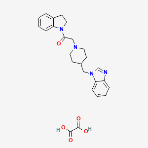 molecular formula C25H28N4O5 B2413959 2-(4-((1H-苯并[d]咪唑-1-基)甲基)哌啶-1-基)-1-(吲哚-1-基)乙酮草酸盐 CAS No. 1351619-76-5