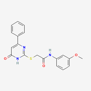 molecular formula C19H17N3O3S B2413981 N-(3-methoxyphenyl)-2-[(6-oxo-4-phenyl-1,6-dihydropyrimidin-2-yl)sulfanyl]acetamide CAS No. 433243-41-5