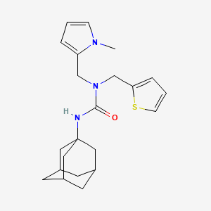 molecular formula C22H29N3OS B2413989 3-((1R,3s)-adamantan-1-yl)-1-((1-methyl-1H-pyrrol-2-yl)methyl)-1-(thiophen-2-ylmethyl)urea CAS No. 1396635-15-6