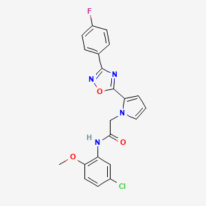 molecular formula C21H16ClFN4O3 B2413996 N-(5-chloro-2-methoxyphenyl)-2-{2-[3-(4-fluorophenyl)-1,2,4-oxadiazol-5-yl]-1H-pyrrol-1-yl}acetamide CAS No. 1260989-90-9