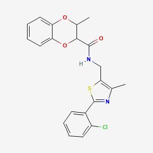 molecular formula C21H19ClN2O3S B2414001 N-((2-(2-chlorophenyl)-4-methylthiazol-5-yl)methyl)-3-methyl-2,3-dihydrobenzo[b][1,4]dioxine-2-carboxamide CAS No. 1421521-96-1