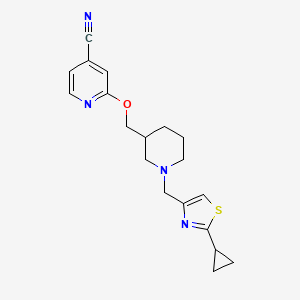 2-[[1-[(2-Cyclopropyl-1,3-thiazol-4-yl)methyl]piperidin-3-yl]methoxy]pyridine-4-carbonitrile