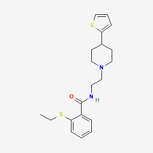 molecular formula C20H26N2OS2 B2414015 2-(乙硫基)-N-(2-(4-(噻吩-2-基)哌啶-1-基)乙基)苯甲酰胺 CAS No. 1428373-57-2