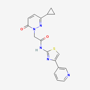 molecular formula C17H15N5O2S B2414020 2-(3-cyclopropyl-6-oxopyridazin-1(6H)-yl)-N-(4-(pyridin-3-yl)thiazol-2-yl)acetamide CAS No. 2034267-80-4